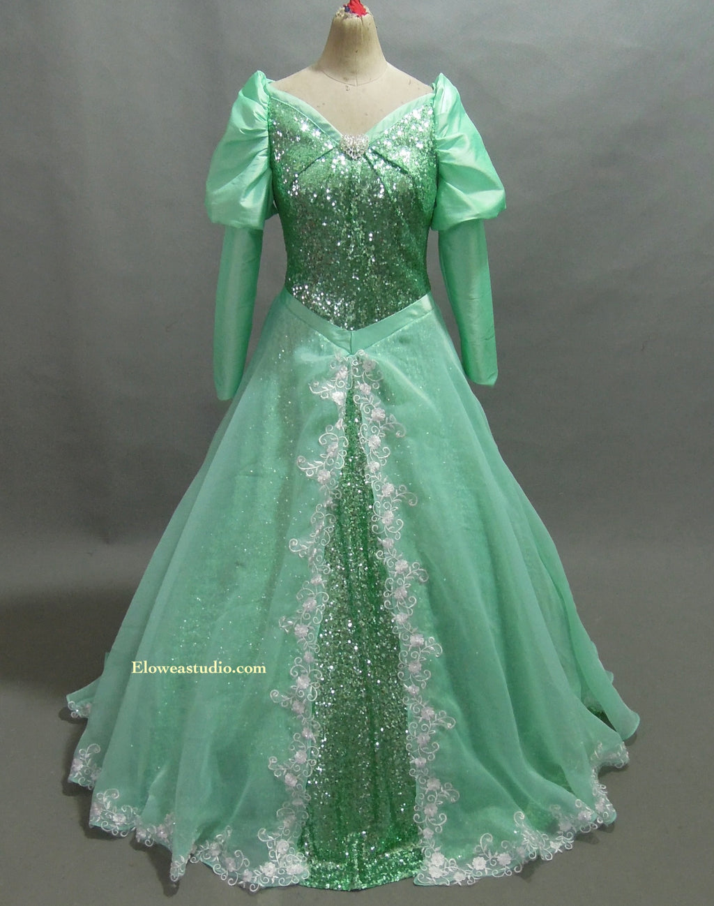 Mint Green Fairytale Sequin Princess Gown Green Ariel Inspired