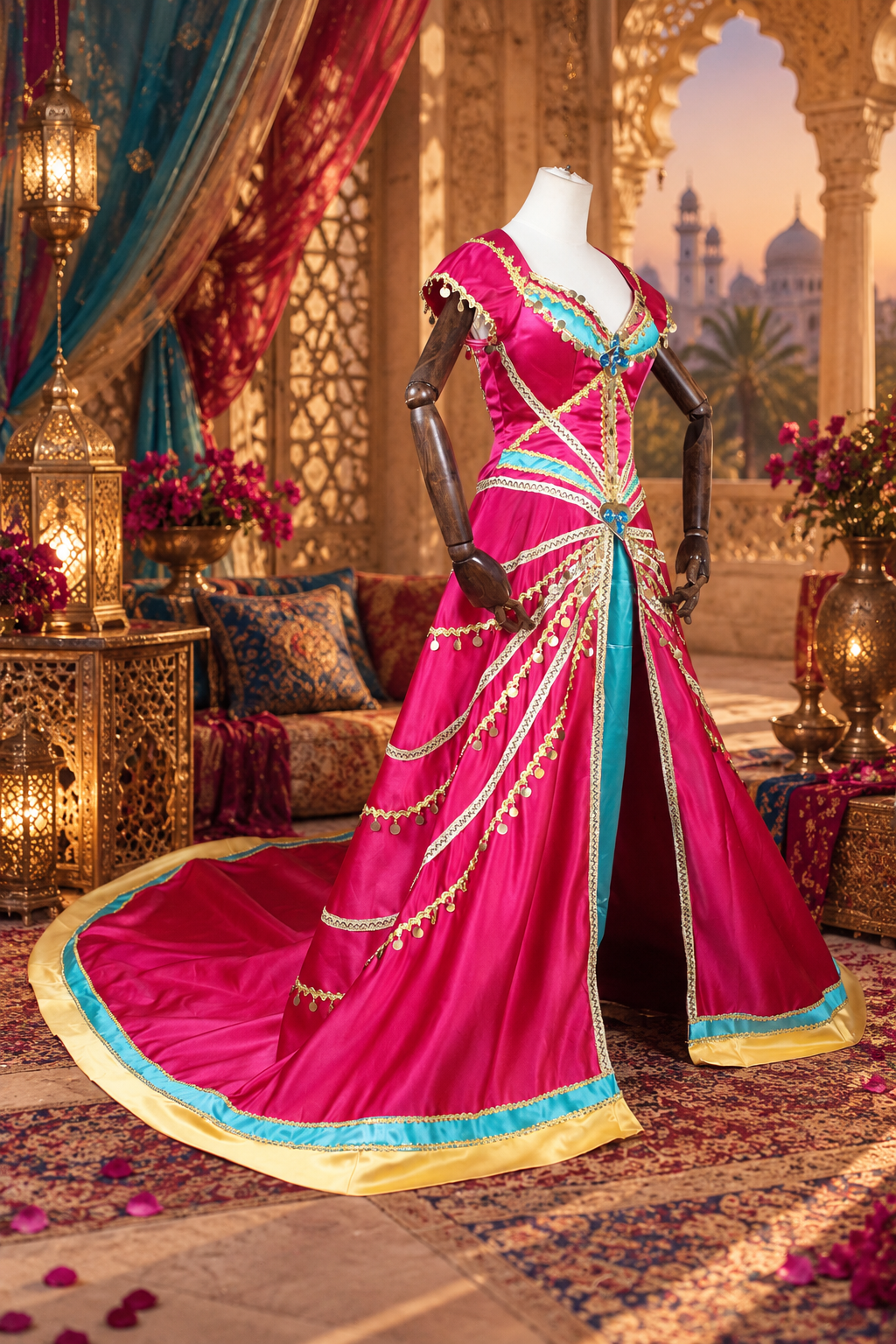 Arabian Nights Princess Costume – Fuchsia & Turquoise Gown