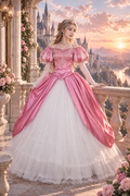 Rose Pearl Princess Gown – Pink Satin Fairytale Dress-Movie inspired Ariel Pink Dress