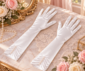Ivory Satin Opera Gloves – Long Princess & Bridal Gloves-Matching Cinderella Costume