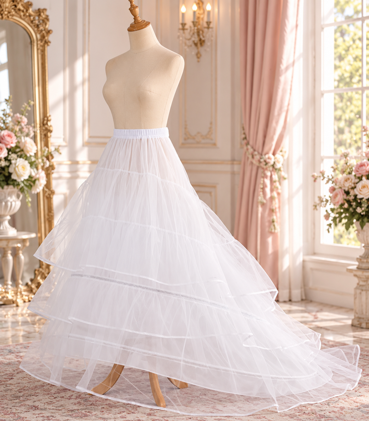 White Layered Bridal Petticoat – Full Length Crinoline Underskirt