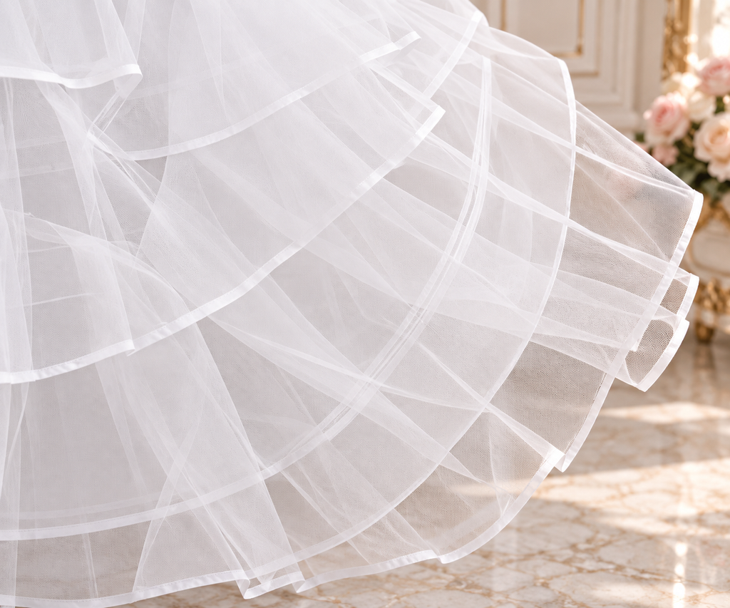 White Layered Bridal Petticoat – Full Length Crinoline Underskirt