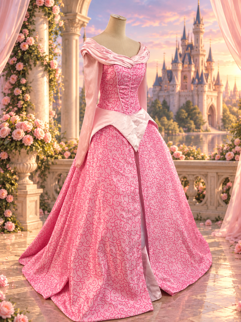 Rose Dream Princess Gown – Pink Fairytale Costume Movie Inspired  Aurora Adult Costume Cosplay dress