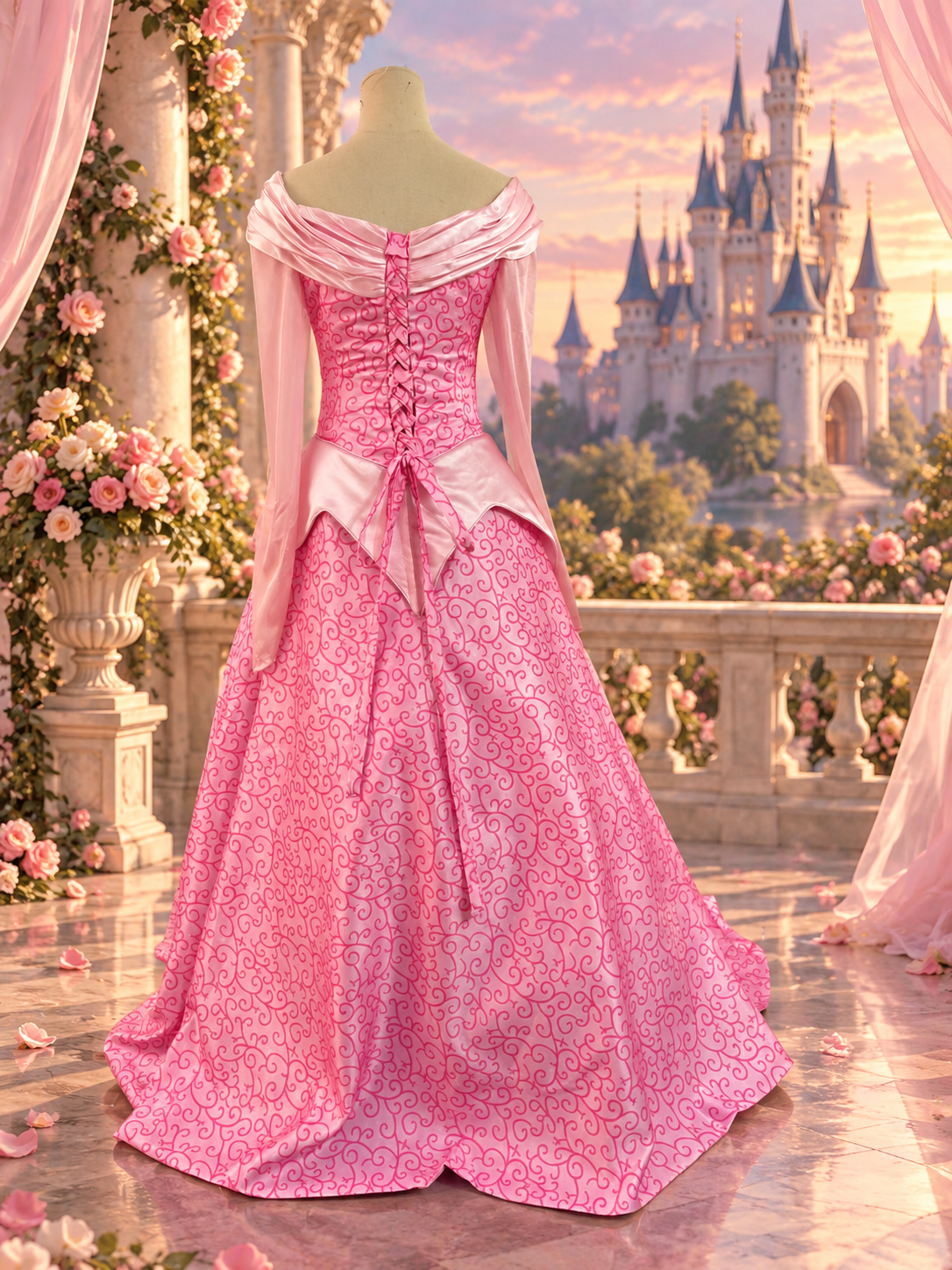 Rose Dream Princess Gown – Pink Fairytale Costume Movie Inspired  Aurora Adult Costume Cosplay dress