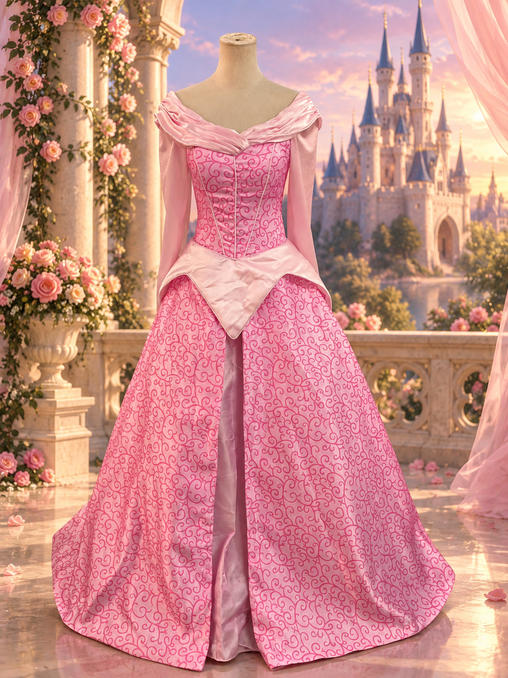 Rose Dream Princess Gown – Pink Fairytale Costume Movie Inspired  Aurora Adult Costume Cosplay dress
