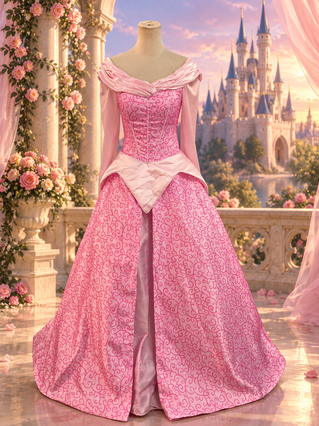Rose Dream Princess Gown – Pink Fairytale Costume Movie Inspired  Aurora Adult Costume Cosplay dress