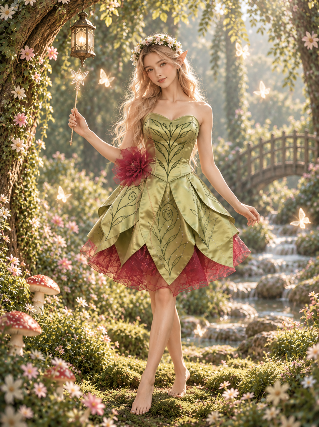 Enchanted Forest Fairy Dress – Green Fantasy Costume - Movie Inspired Tinkerbell Costume