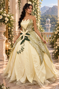 Enchanted Lily Princess Gown – Green & Ivory Fairytale Costume - Movie Inspired Tiana Costume