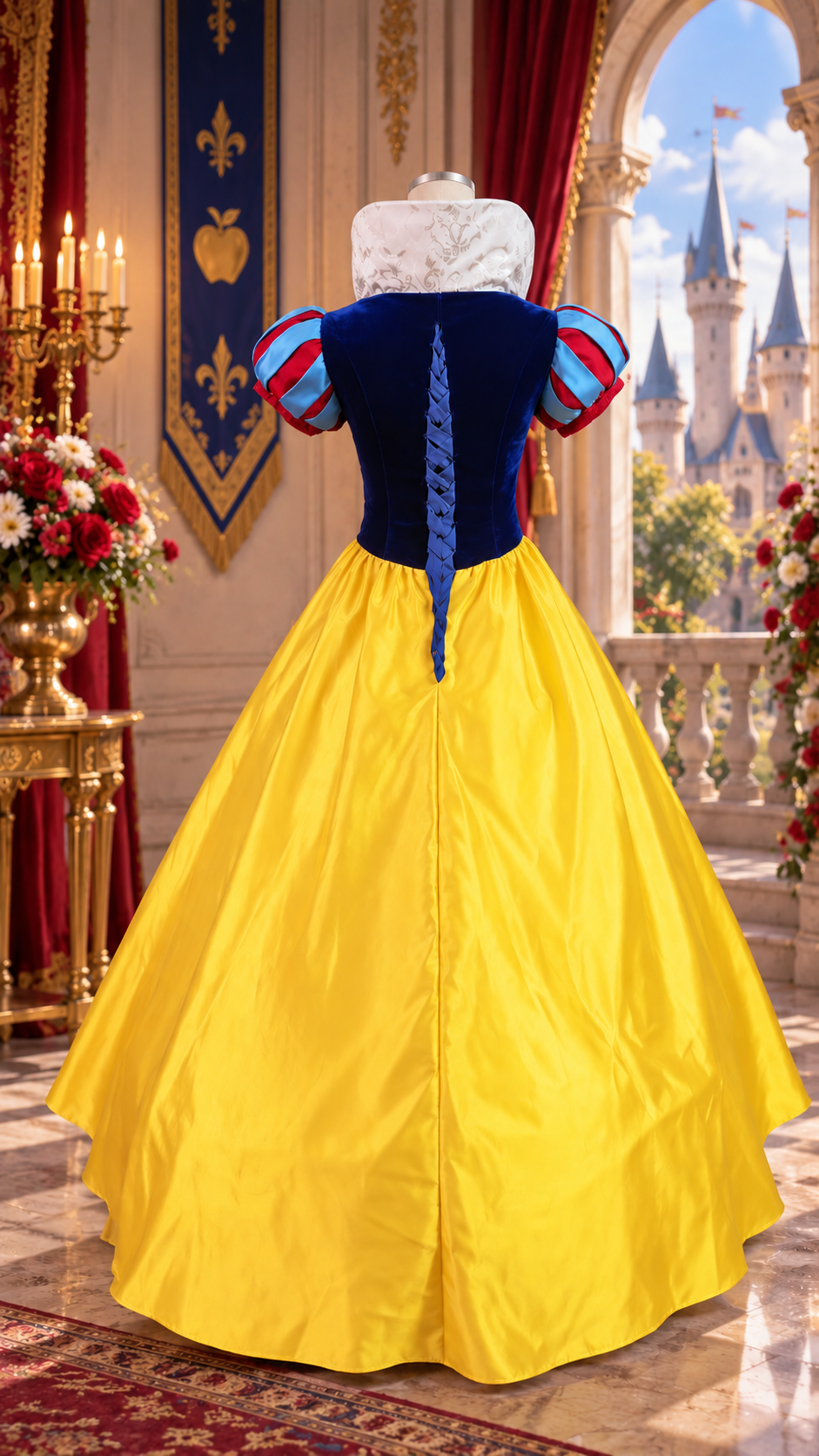 Fairytale Princess Velvet & Satin Gown with Cape Snow White Inspired