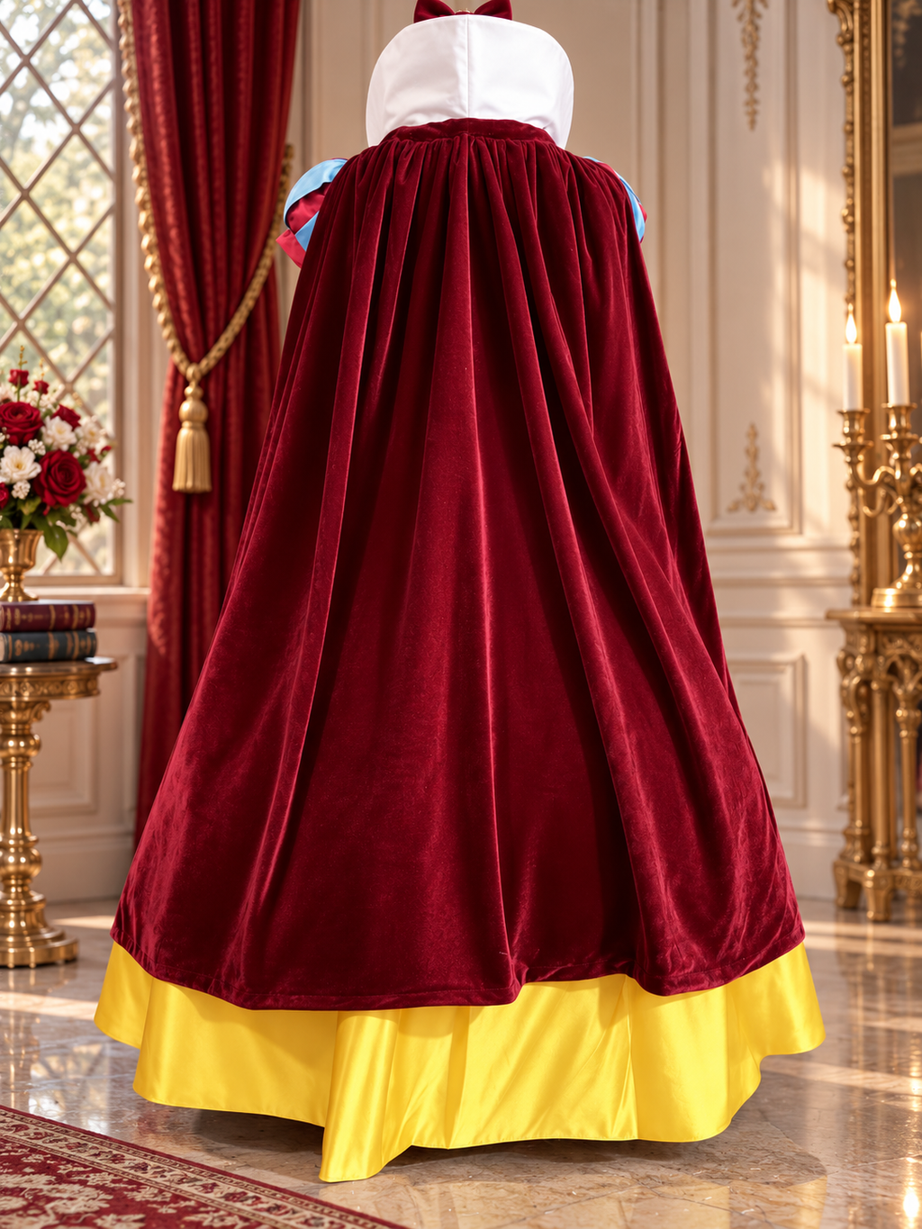 Fairytale Princess Velvet & Satin Gown with Cape Snow White Inspired