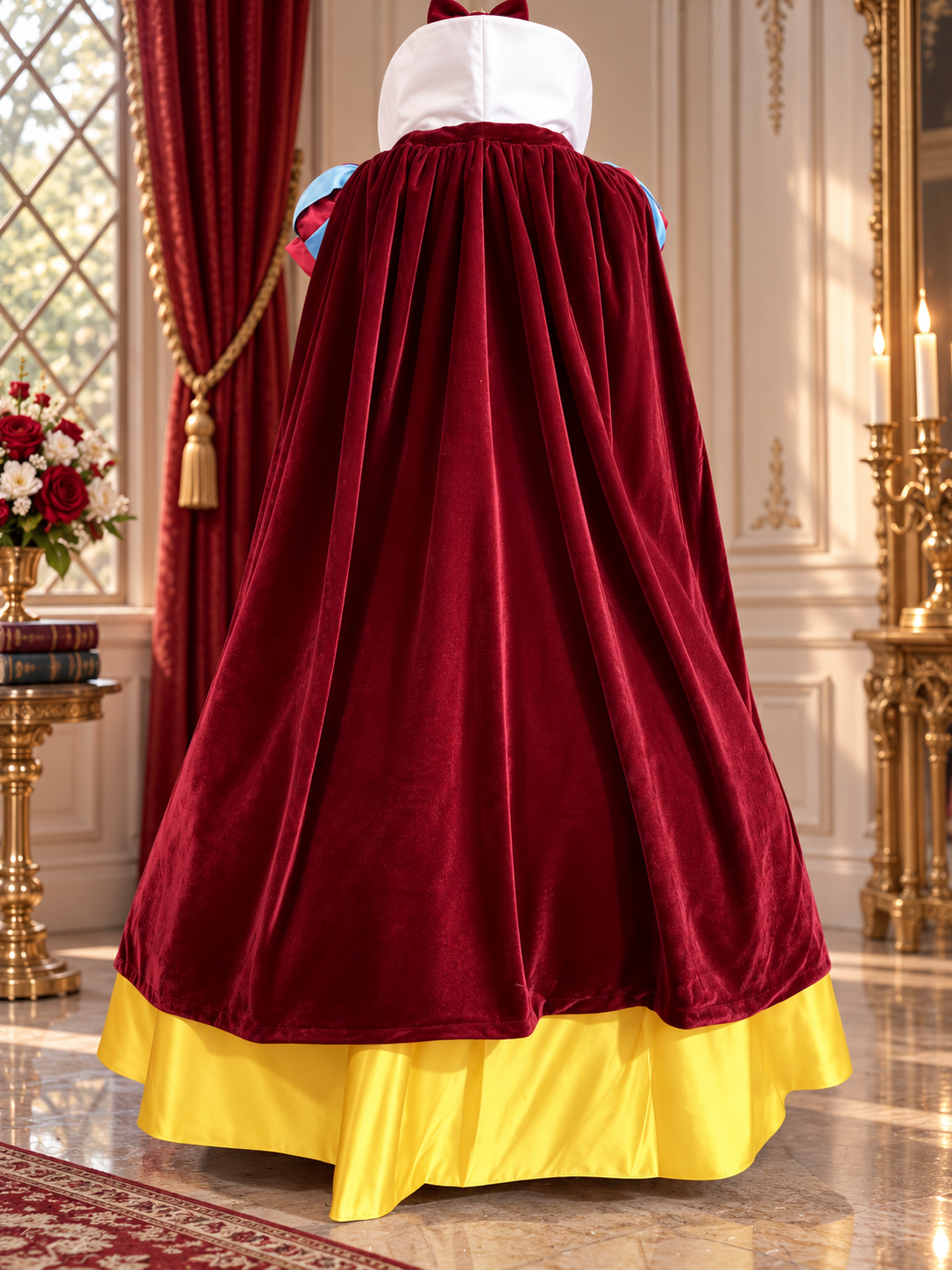 Fairytale Princess Velvet & Satin Gown with Cape Snow White Inspired