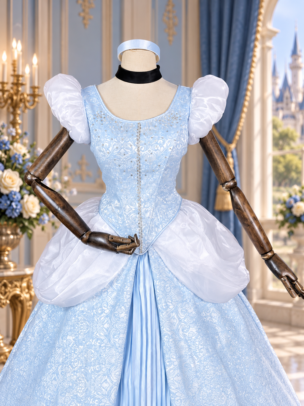 Midnight Princess Inspired Blue Brocade Ball Gown Costume Cinderella Inspired Costume