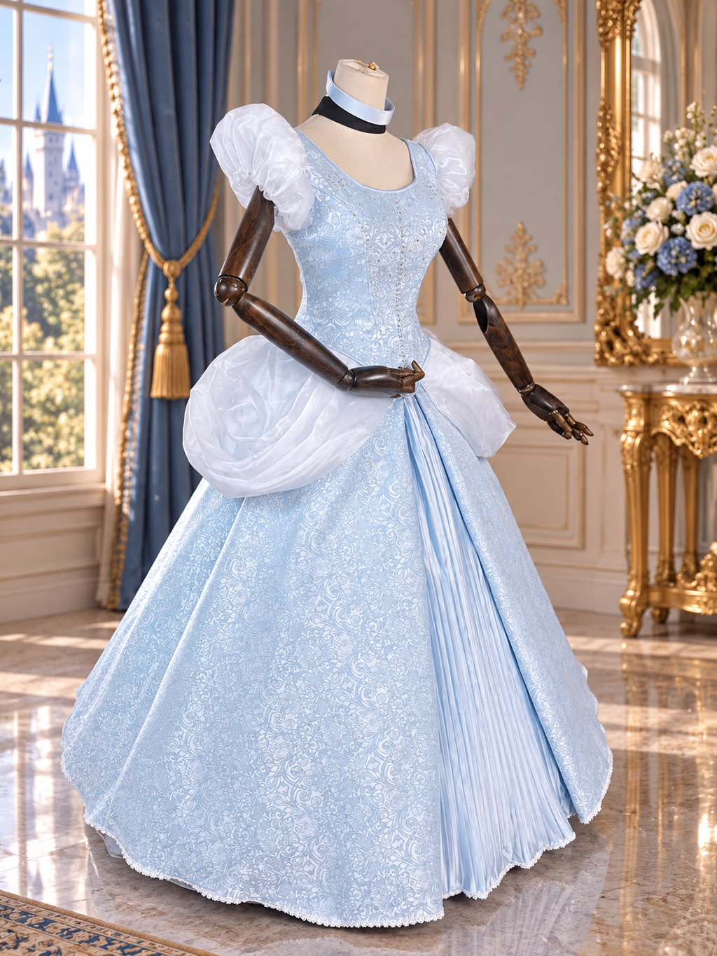 Midnight Princess Inspired Blue Brocade Ball Gown Costume Cinderella Inspired Costume