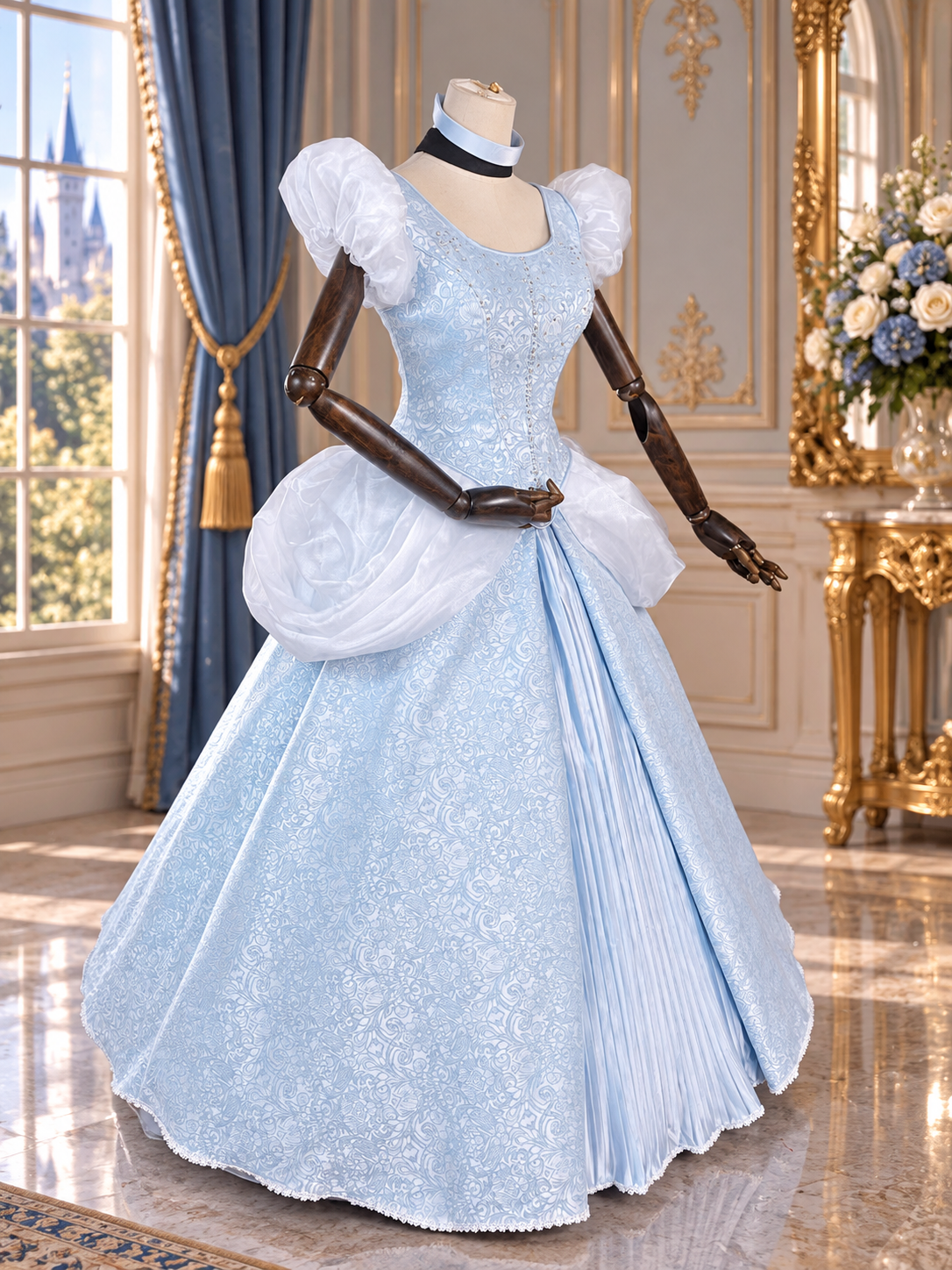 Midnight Princess Inspired Blue Brocade Ball Gown Costume Cinderella Inspired Costume