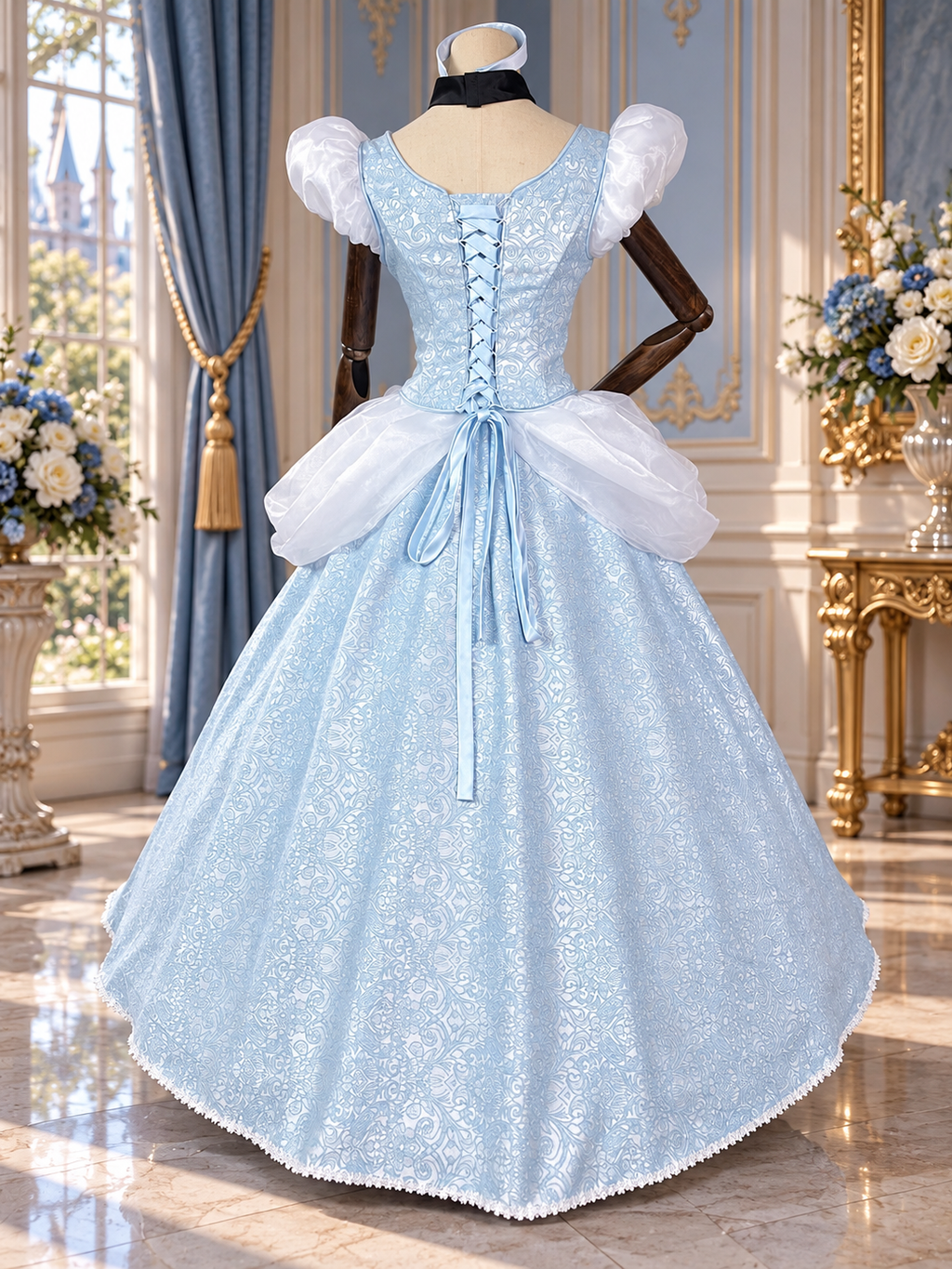 Midnight Princess Inspired Blue Brocade Ball Gown Costume Cinderella Inspired Costume