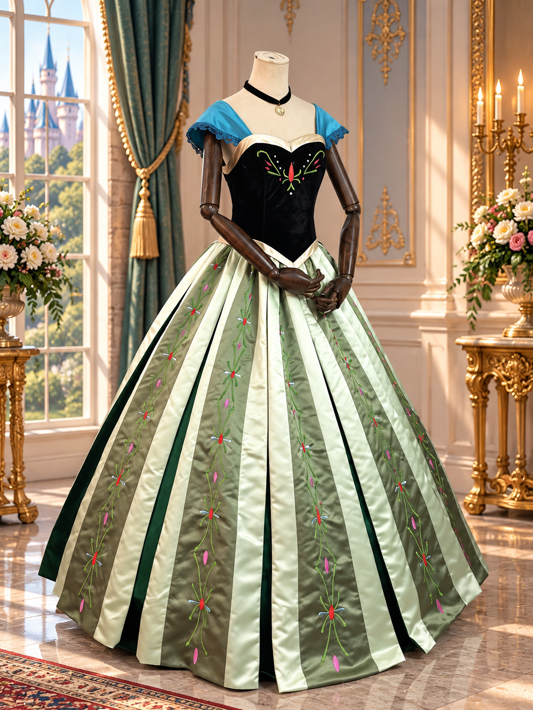 Enchanted Nordic Princess Inspired Embroidered Ball Gown Costume Anna Costume