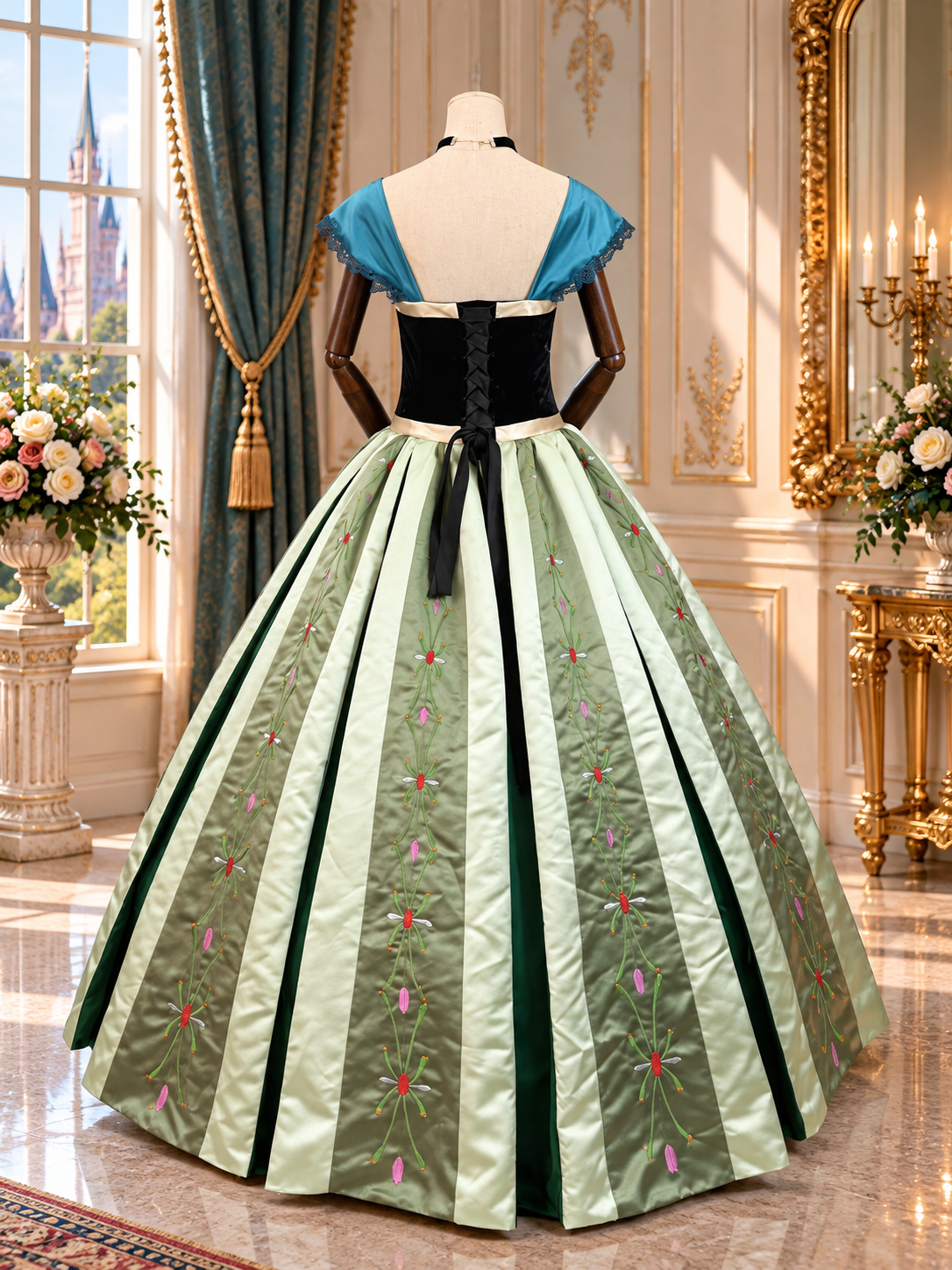 Enchanted Nordic Princess Inspired Embroidered Ball Gown Costume Anna Costume