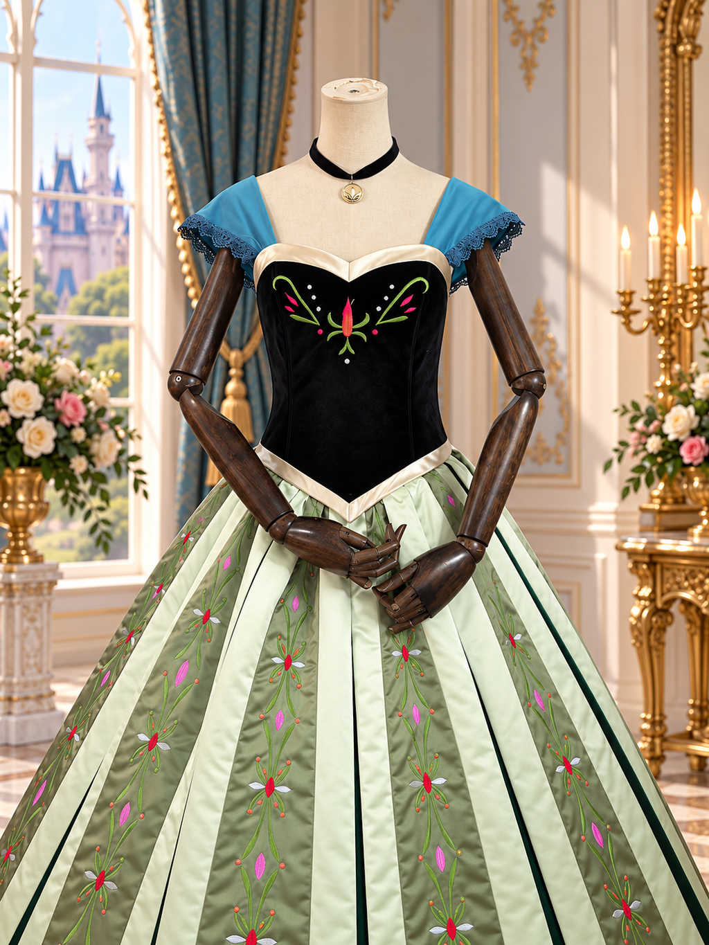 Enchanted Nordic Princess Inspired Embroidered Ball Gown Costume Anna Costume