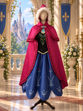 Anna-Inspired Winter Princess Costume with Hooded Cape
