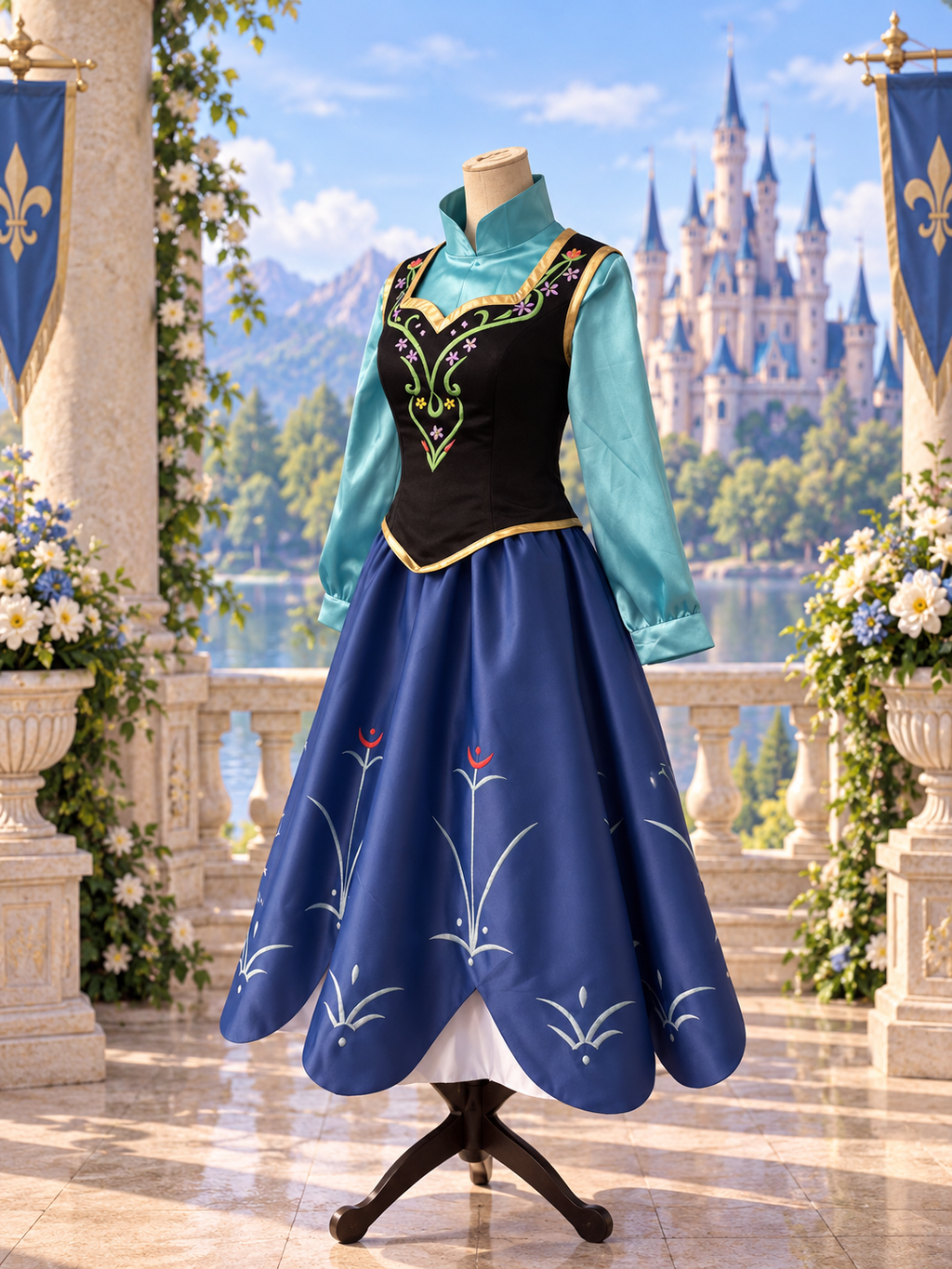 Anna-Inspired Winter Princess Costume with Hooded Cape