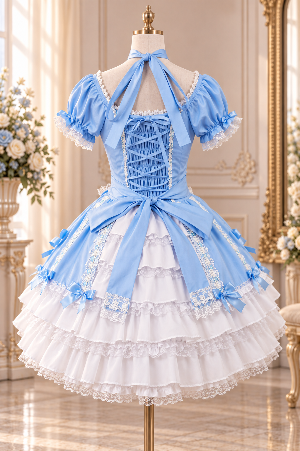 Sky Blue Classic Lolita Lace Dress