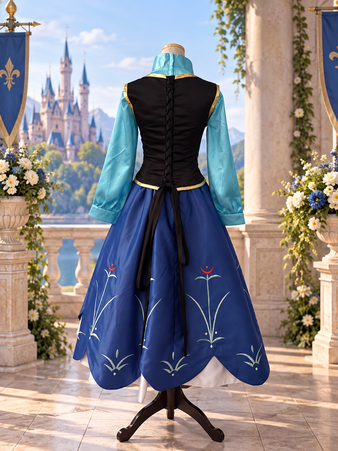Anna-Inspired Winter Princess Costume with Hooded Cape