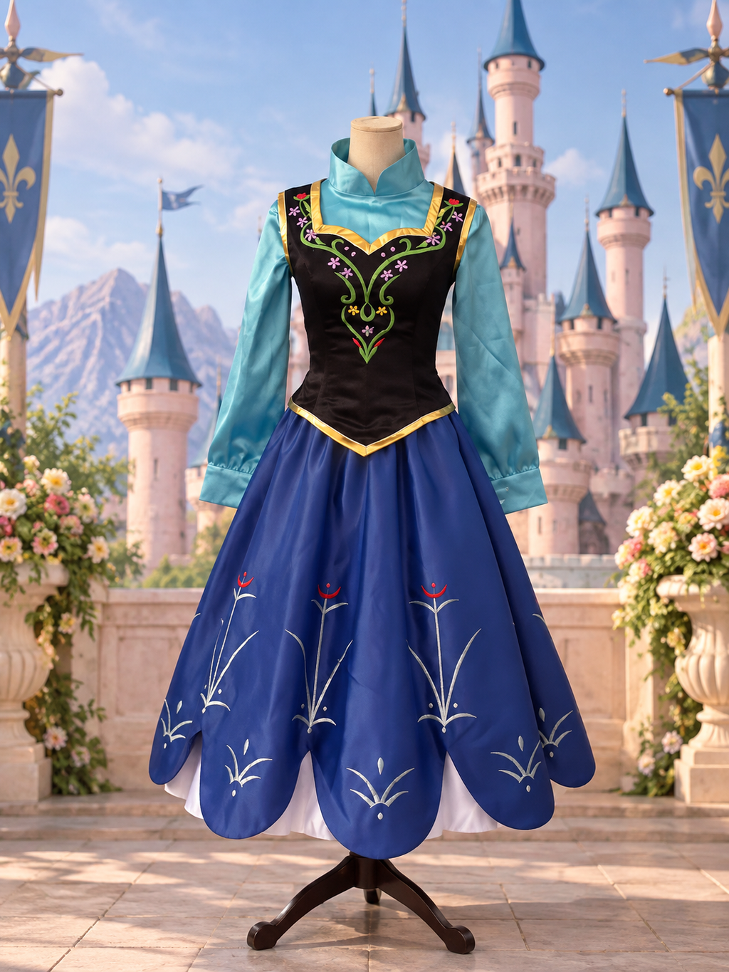 Anna-Inspired Winter Princess Costume with Hooded Cape