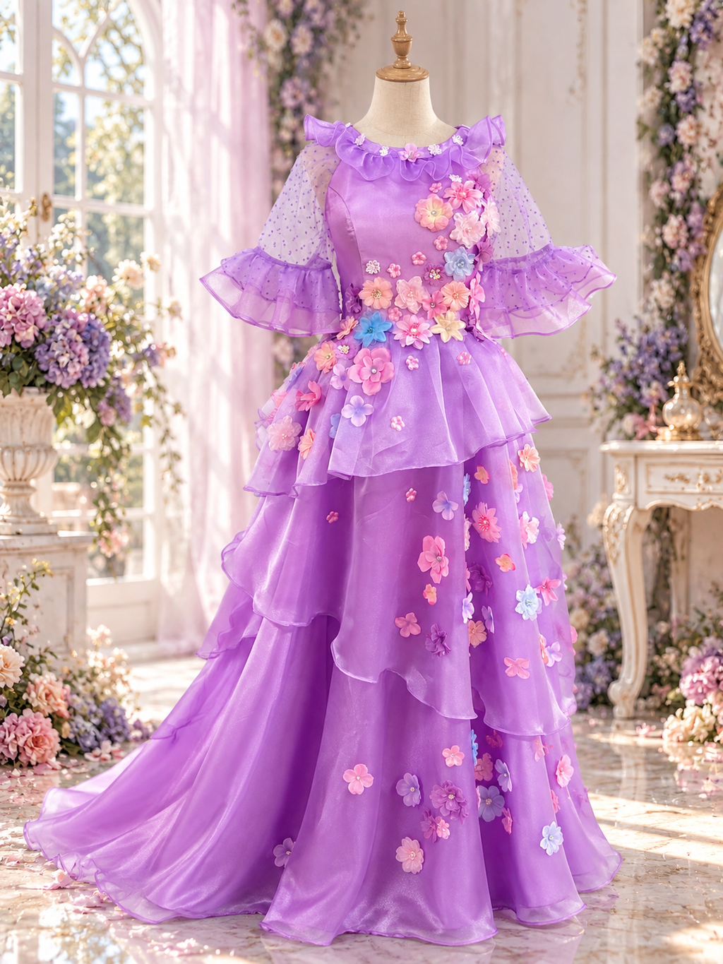Movie-Inspired Isabella Costume Purple Floral Fancy Dress Costume