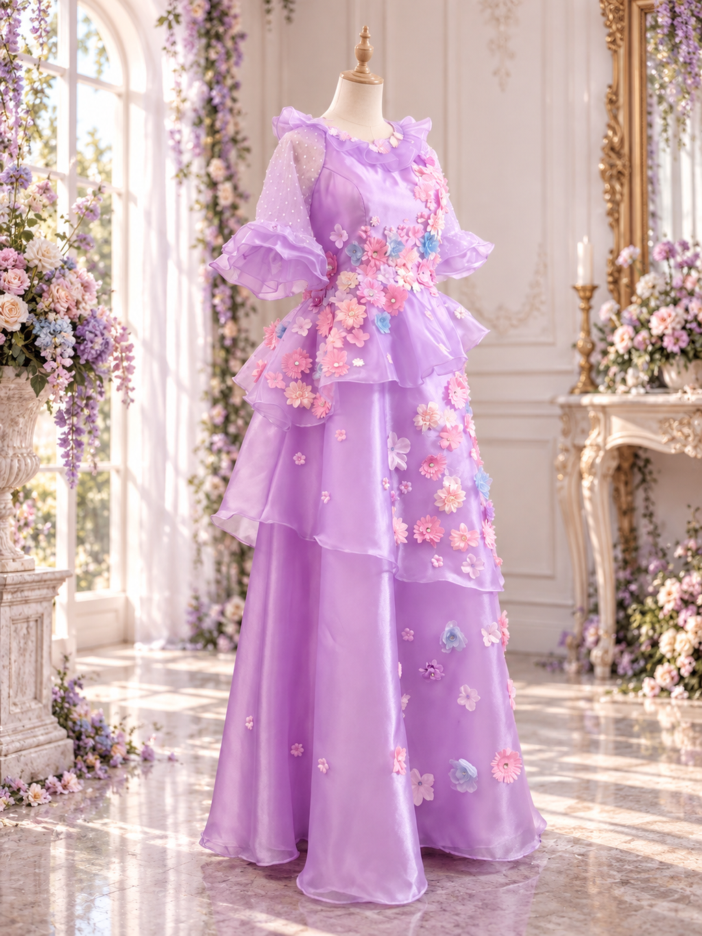 Movie-Inspired Isabella Costume Purple Floral Fancy Dress Costume