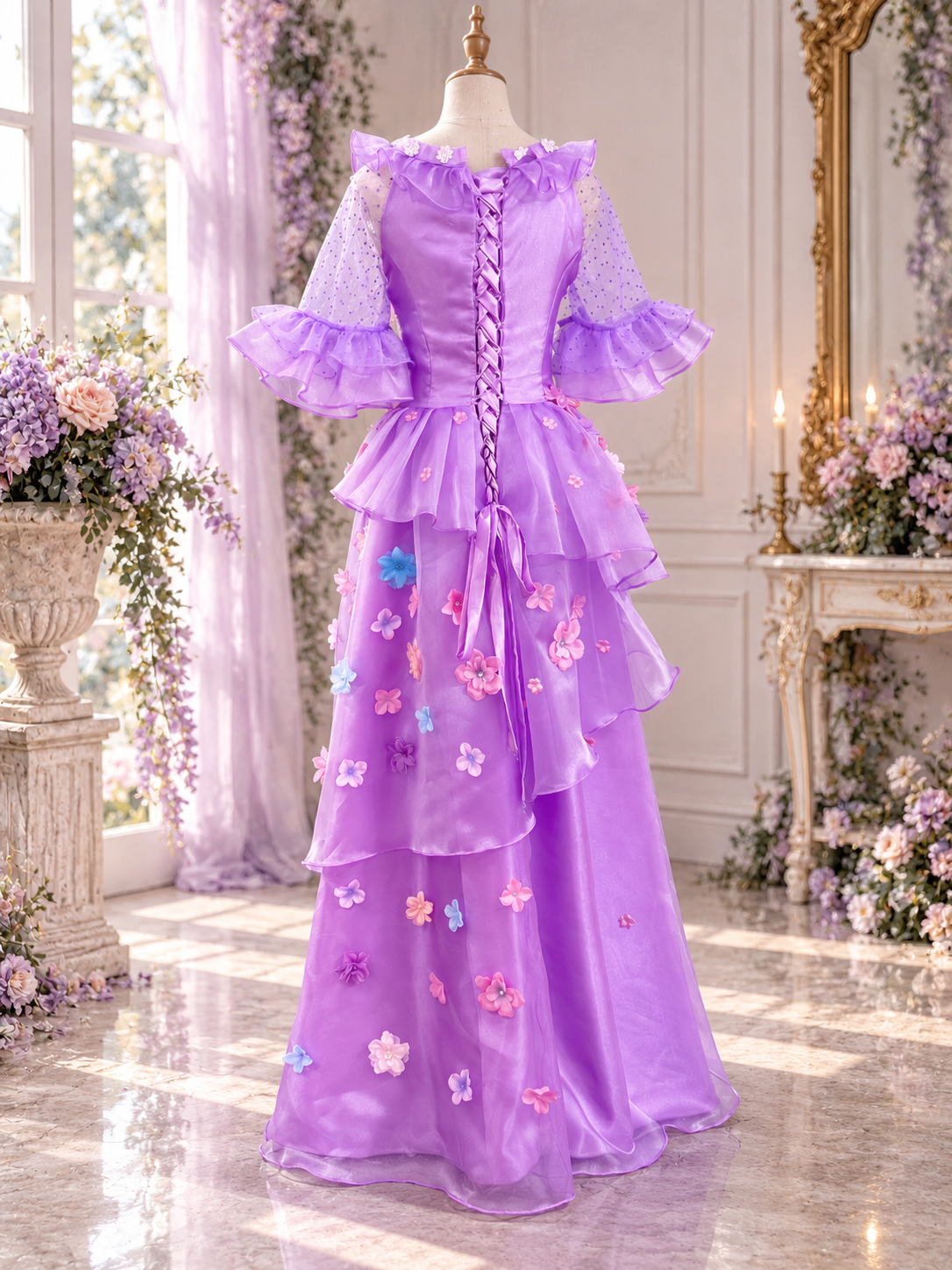Movie-Inspired Isabella Costume Purple Floral Fancy Dress Costume