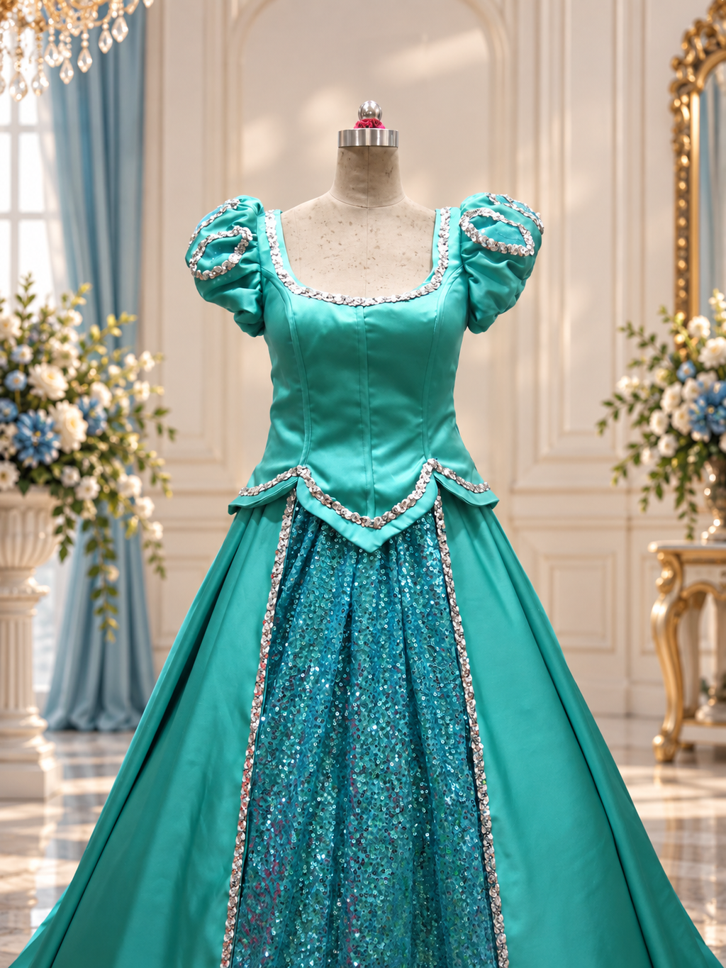 Teal Fairytale Princess Gown – Made to Order