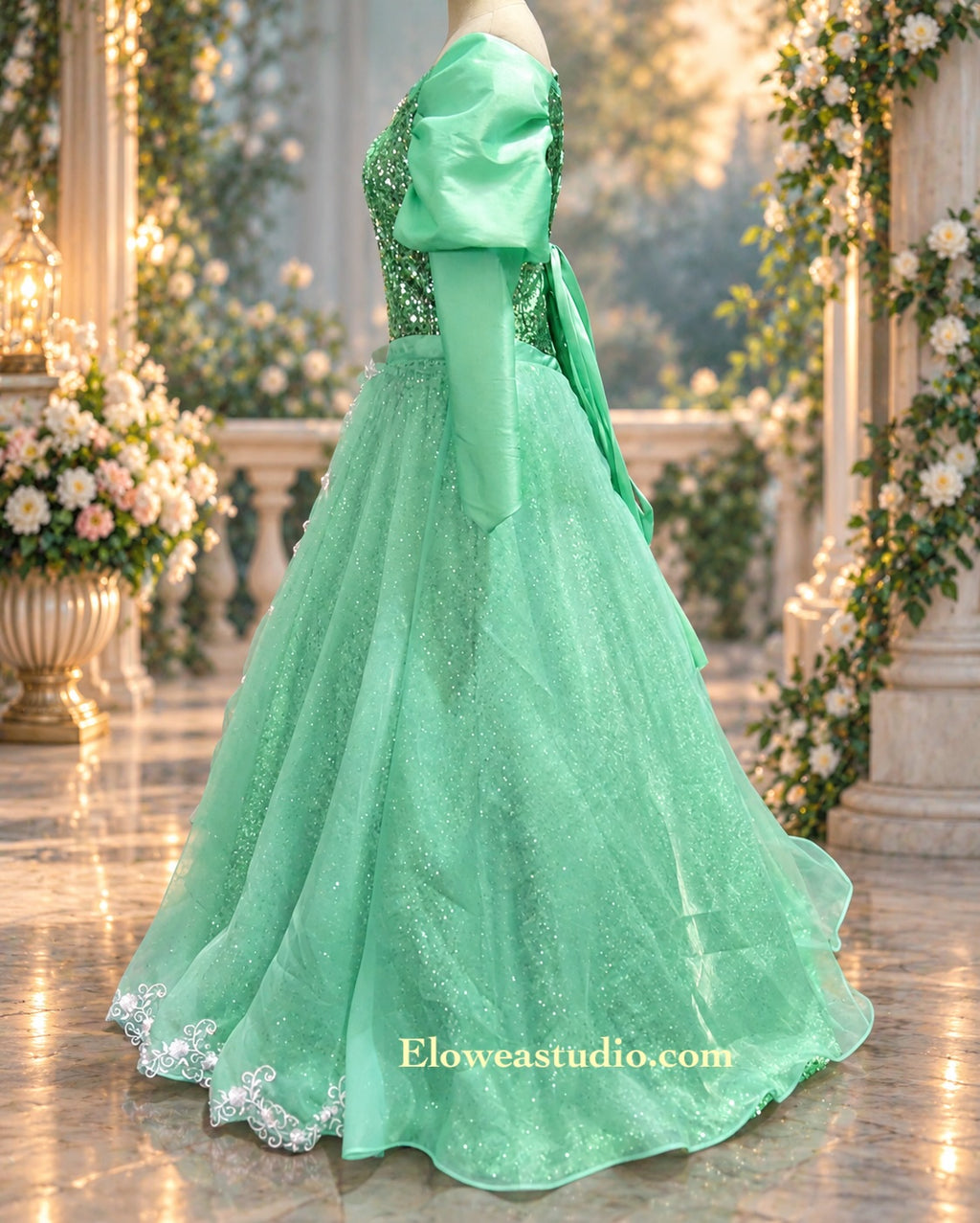 Mint Green Fairytale Sequin Princess Gown Green Ariel Inspired