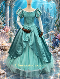 Seafoam Princess Satin &amp; Tulle Gown Green Ariel Inspired