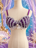 Ariel Inspired Purple Mermaid Shell Top – Pearl Embellished Cosplay Bustier