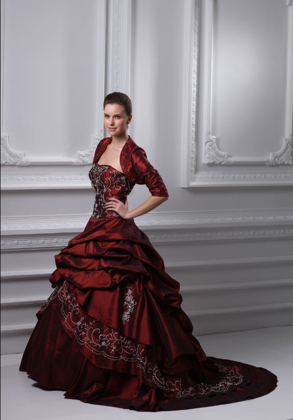 Burgundy Embroidered Victorian Ball Gown | Fantasy Princess & Stage Costume
