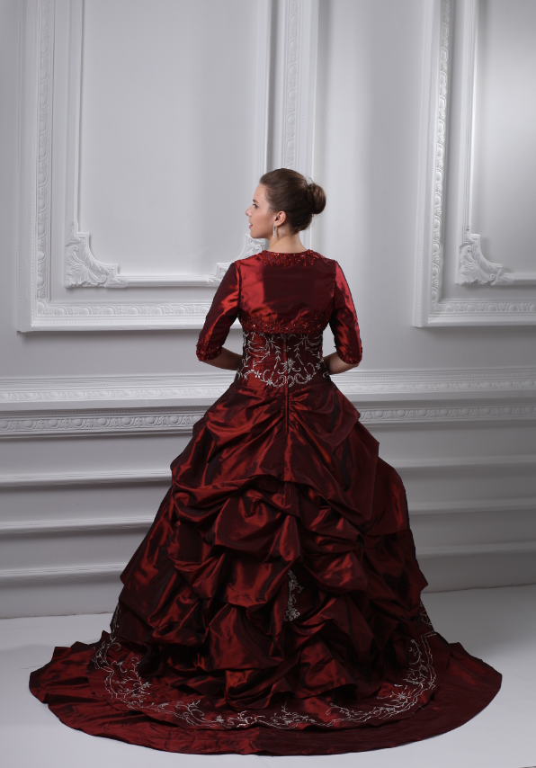 Burgundy Embroidered Victorian Ball Gown | Fantasy Princess & Stage Costume