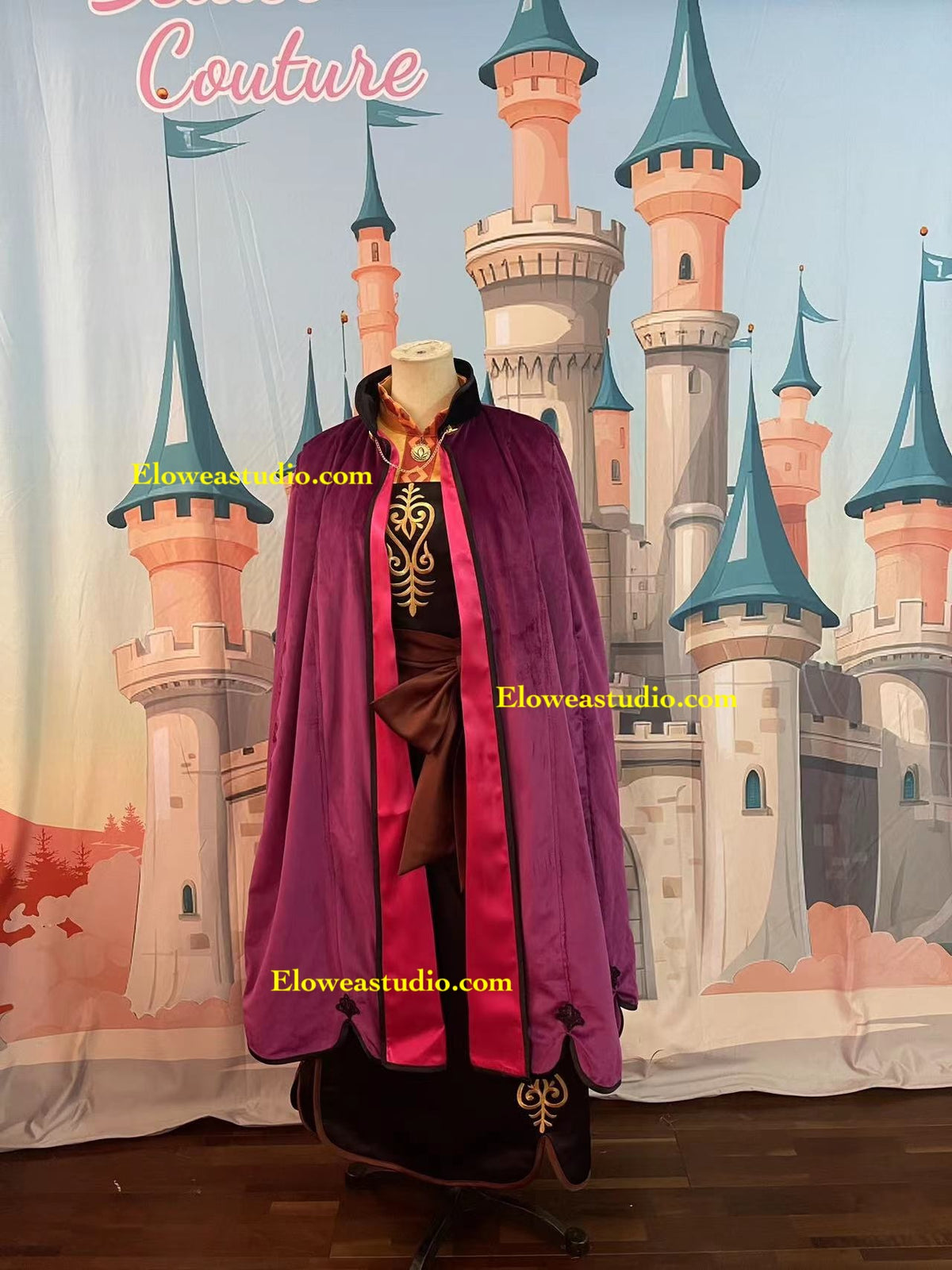 Anna Inspired Adventure Dress with Purple Velvet Cape