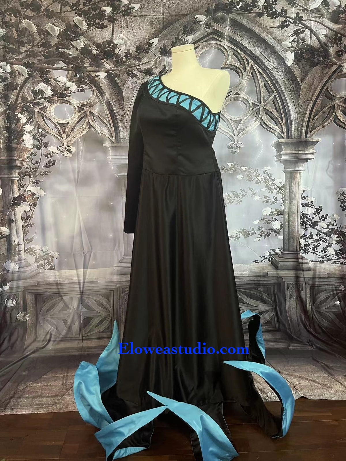 Hades Inspired Cosplay Dress – Black & Turquoise Fantasy Costume