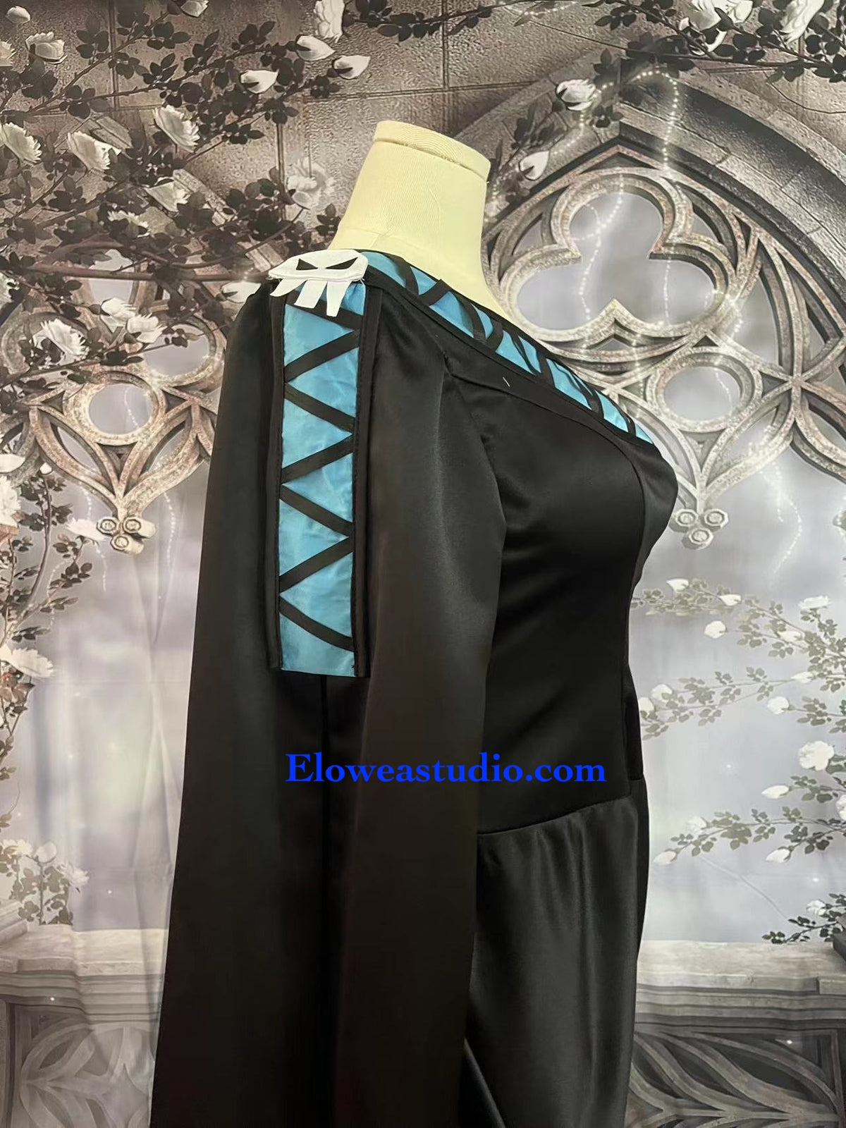 Hades Inspired Cosplay Dress – Black & Turquoise Fantasy Costume