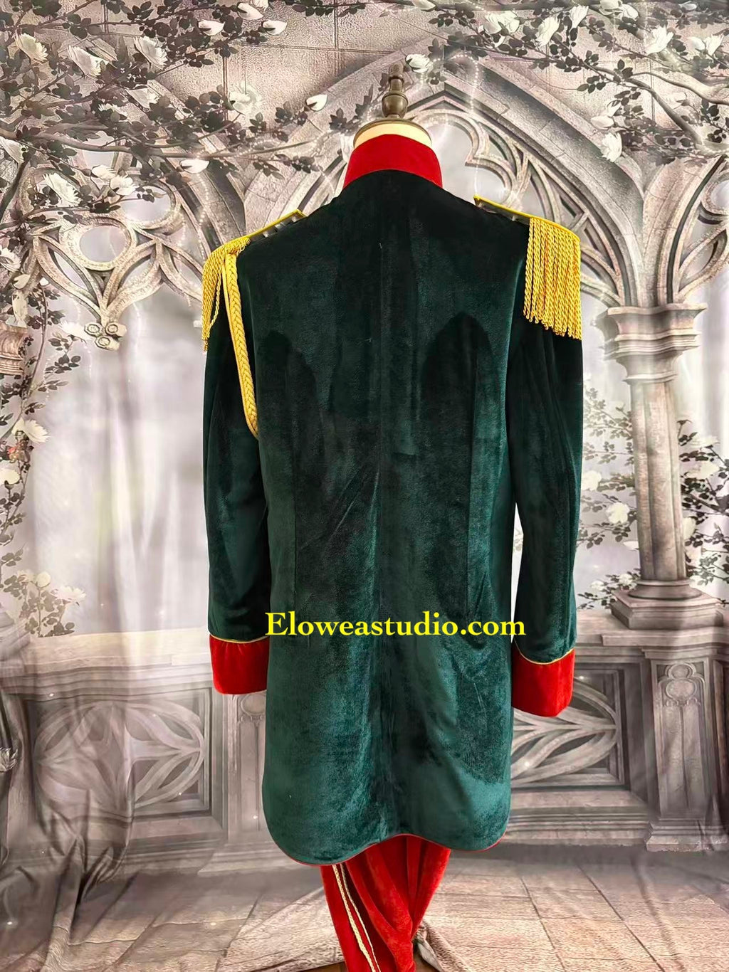 Nutcracker Prince Costume – Red & Green Velvet Military Uniform