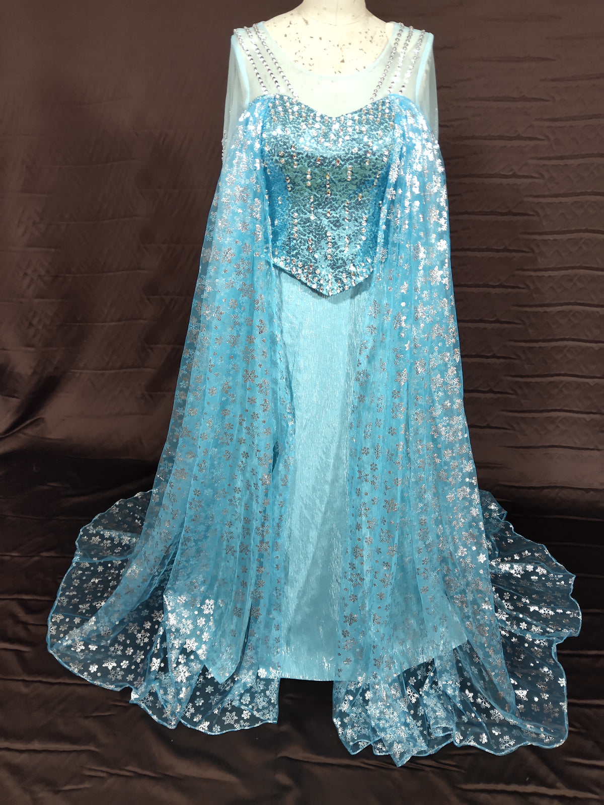 Ice Queen Inspired Gown with Snowflake Cape Elsa Inspired