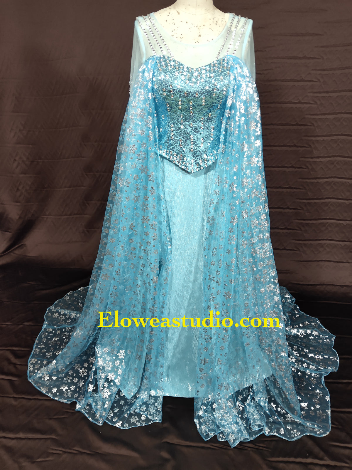 Ice Queen Inspired Gown with Snowflake Cape Elsa Inspired