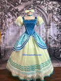 Anastasia-Inspired Stepsister Gown – Green & Teal Fairytale Costume